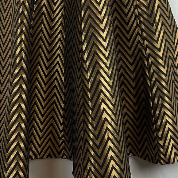 Gajra Gang Black W Metallic Bronze Chevron Event Party Maxi Skirt NWOT Size 8 - Picture 3 of 11